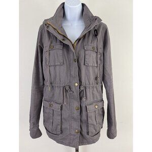 41 HAWTHORN Women's Taupe Gray Anorak Hooded Utility Jacket Sz L